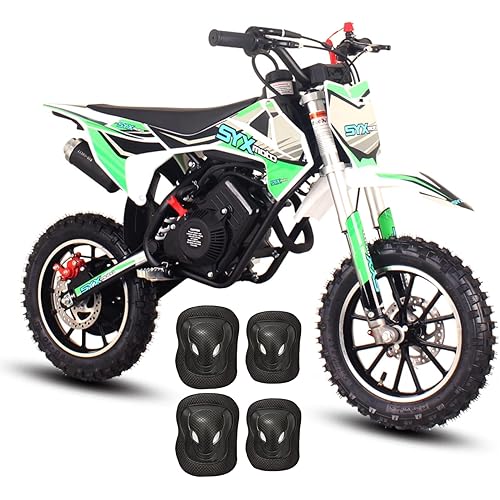 SYX MOTO 60cc Kids Dirt Bike, Gas Powered Mini Bikes, 4 Stroke Off-Road Mini Bikes, Trail Bike with Speeds up to 21.75 MPH, Weight Support Up to 143 LBS (Green)