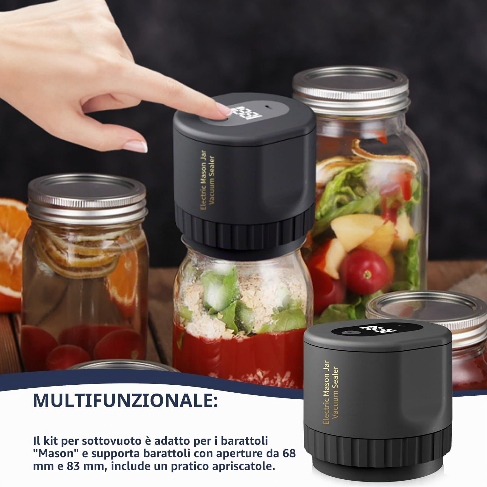 GBKDQQ Macchina sottovuoto elettrica per barattoli di conserve, macchina sottovuoto Mason, macchina per sottovuoto elettrica con 10 coperchi, set di sigillatura per conservare alimenti per barattoli