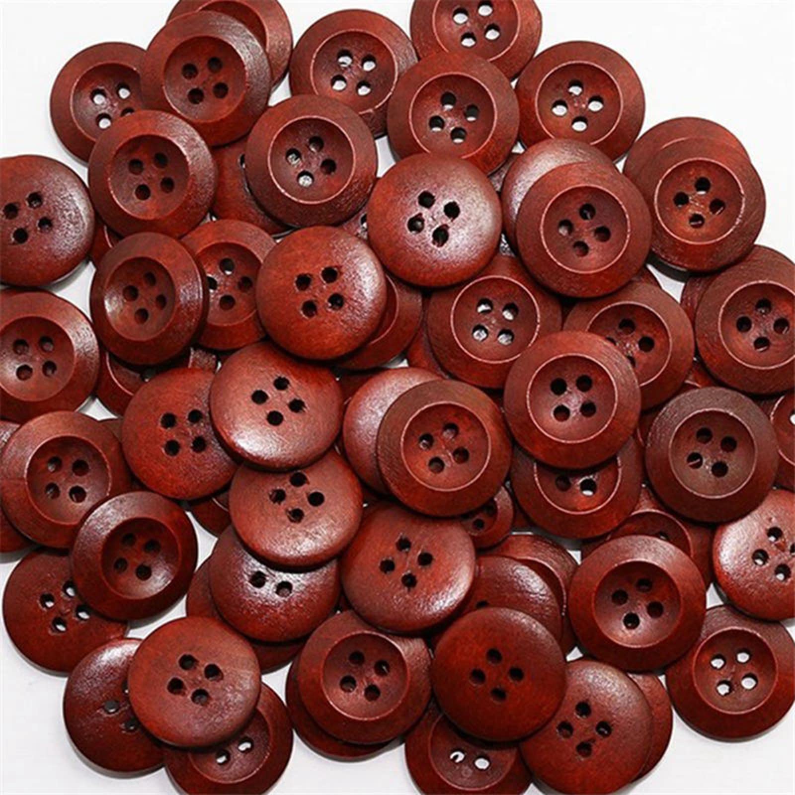 Bottoni rotondi in legno per cucire 4 fori Accessori per indumenti da cucire Fai da te Scrapbooking Craft 10mm 100 pezzi-6