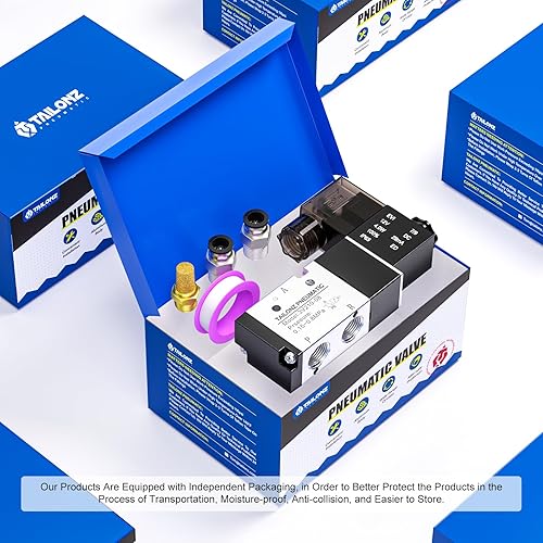 Miniatura 68 de TAILONZ PNEUMATIC Válvula solenoide de 1/4 "NPT 4V210-08 DC12V sola bobina accionada por piloto eléctrica 2 posiciones 5 vías Tipo de conexión Caja