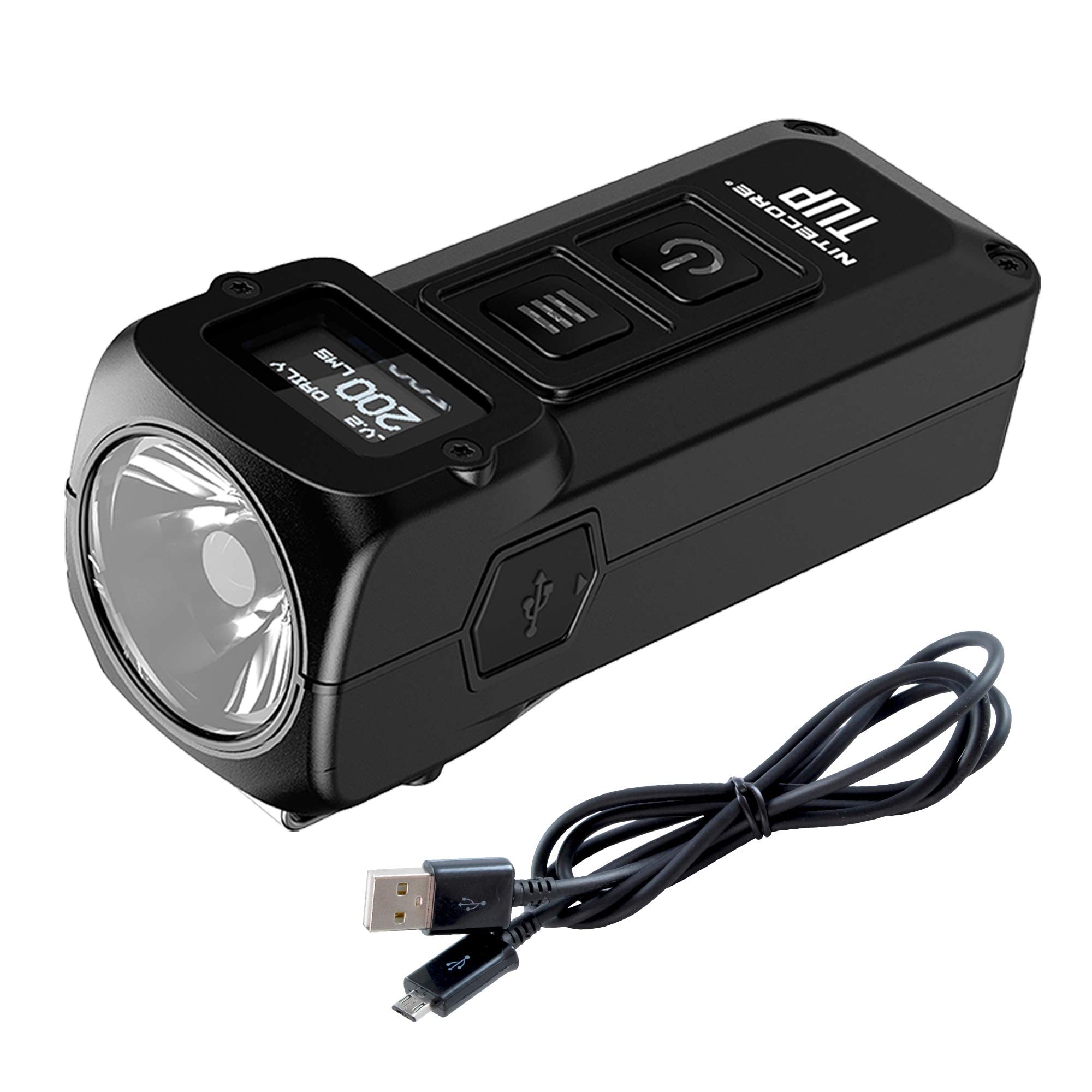 NitecoreTUP 1000 Lumen Rechargeable Everyday Carry Pocket Flashlight and OLED Display with LumenTac Charging Cable (Black)
