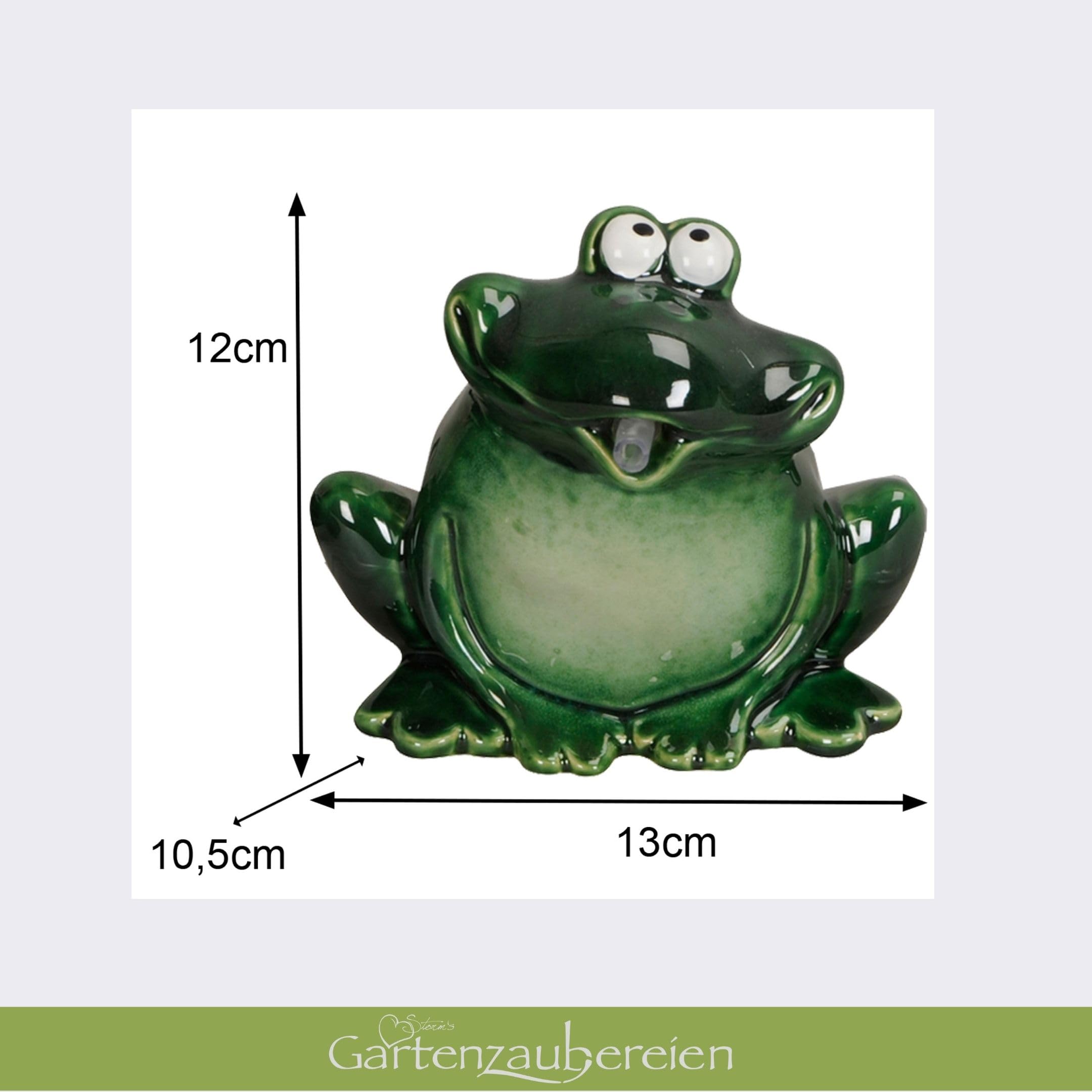 Storm's Gartenzaubereien Wasserspeier Frosch Keramik mit Solarpumpe 12cm