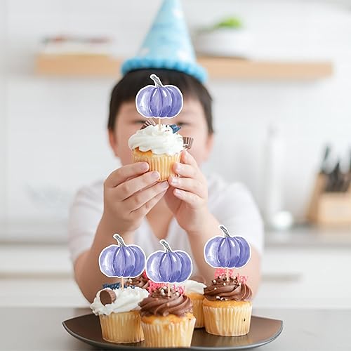 Miniatura 201 de 24 piezas de calabaza Oh Baby Cupcake Toppers Glitter Heart Feet Baby Shower Cupcake Picks para otoño, Acción de Gracias, tema de otoño, baby