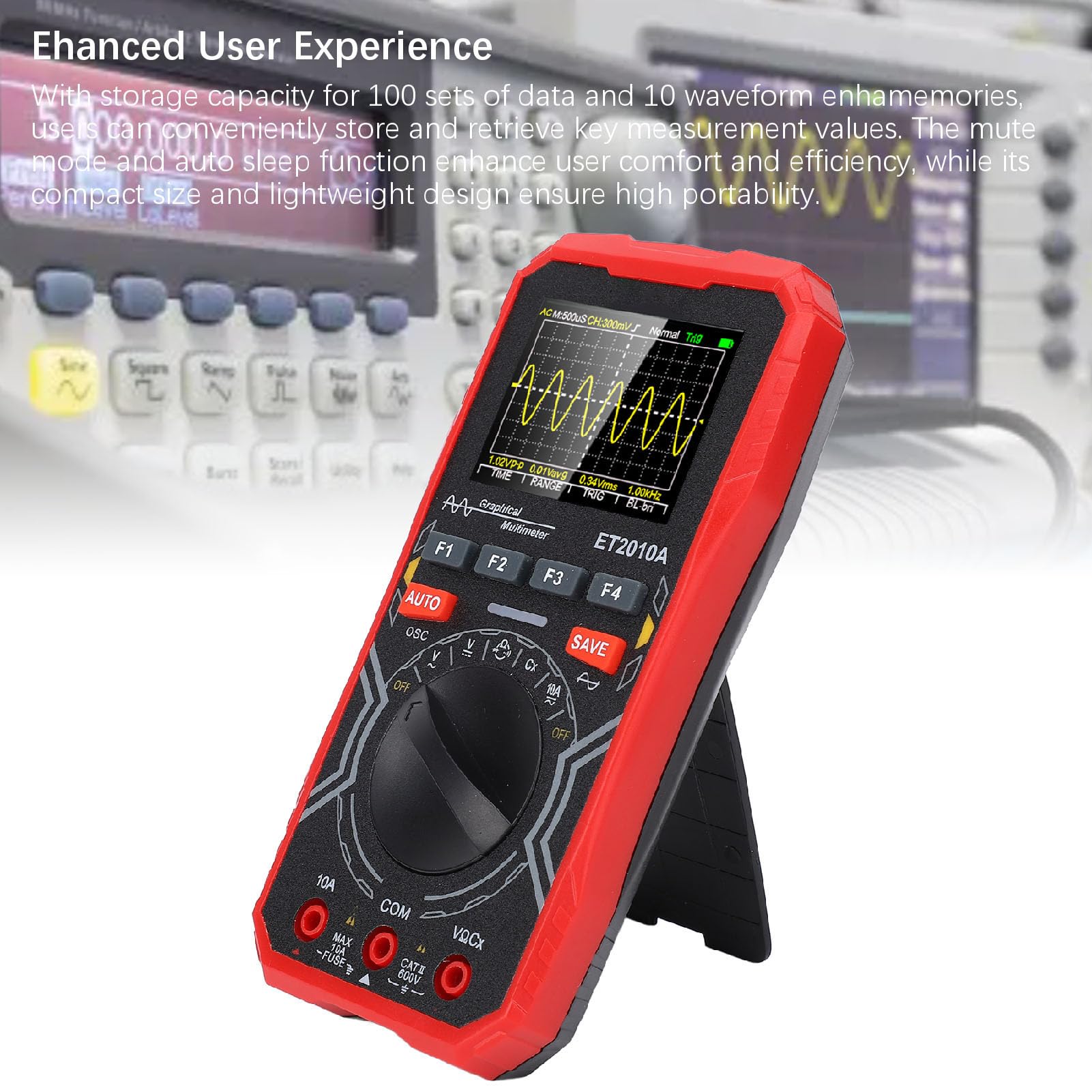 Domary Tragbares 2-in-1-Multimeter-Oszilloskop mit Automatischer Schlaffunktion und Tiefenmessfunktion für den Einsatz in Industrie und Automobil. ABS-Material
