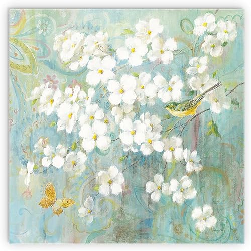 JoyRide Spring Dream I - Placa de madera para decoración del hogar con diseño de mariposa y pájaro, colgante de pared de 12 x 12 pulgadas, letrero disponible en Yaxa Peru