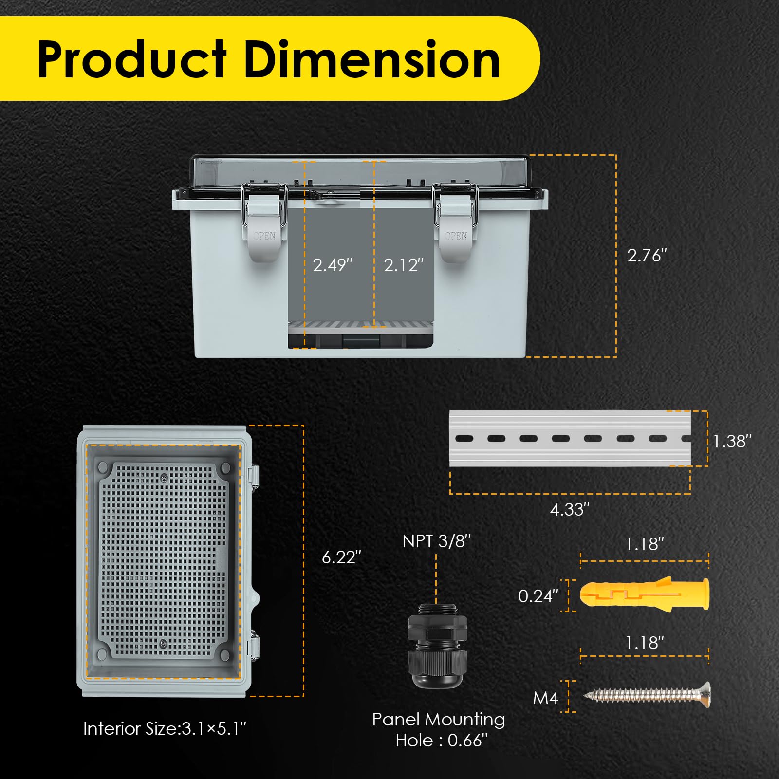 Joisyoya Waterproof Electrical Junction Box, IP67 Plastic