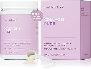 Swedish Collagen - Hydrolyzed Marine Collagen 10,000 mg Powder Supplement - Pack of 300 g, 30 Day Supply | Pure Peptide for Healthy Hair, Skin, Nails & Joints I 100% Natural & Gluten Free | Sugar-Free