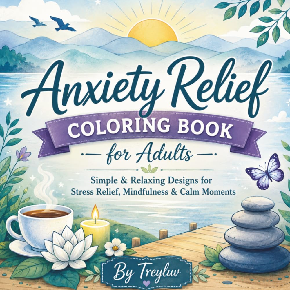 Anxiety Relief Coloring Book for Adults: Simple & Relaxing Designs for Stress Relief, Mindfulness & Calm Moments