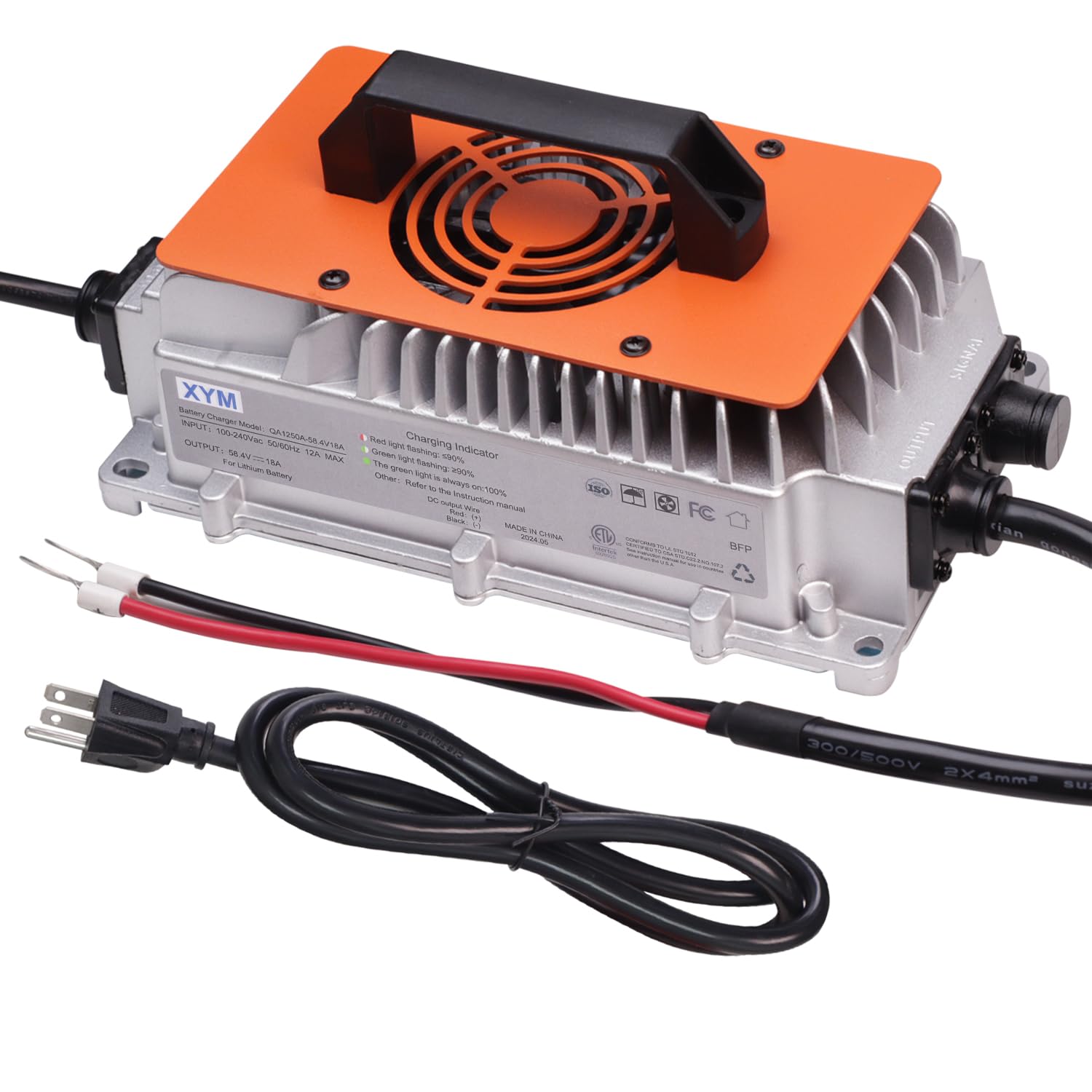 CHINS 48V 18A Lithium Battery Charger, Including 0V Charging Function, 58.4V 18A LiFePO4 Battery Charger, Special for 48V LiFePO4 Battery