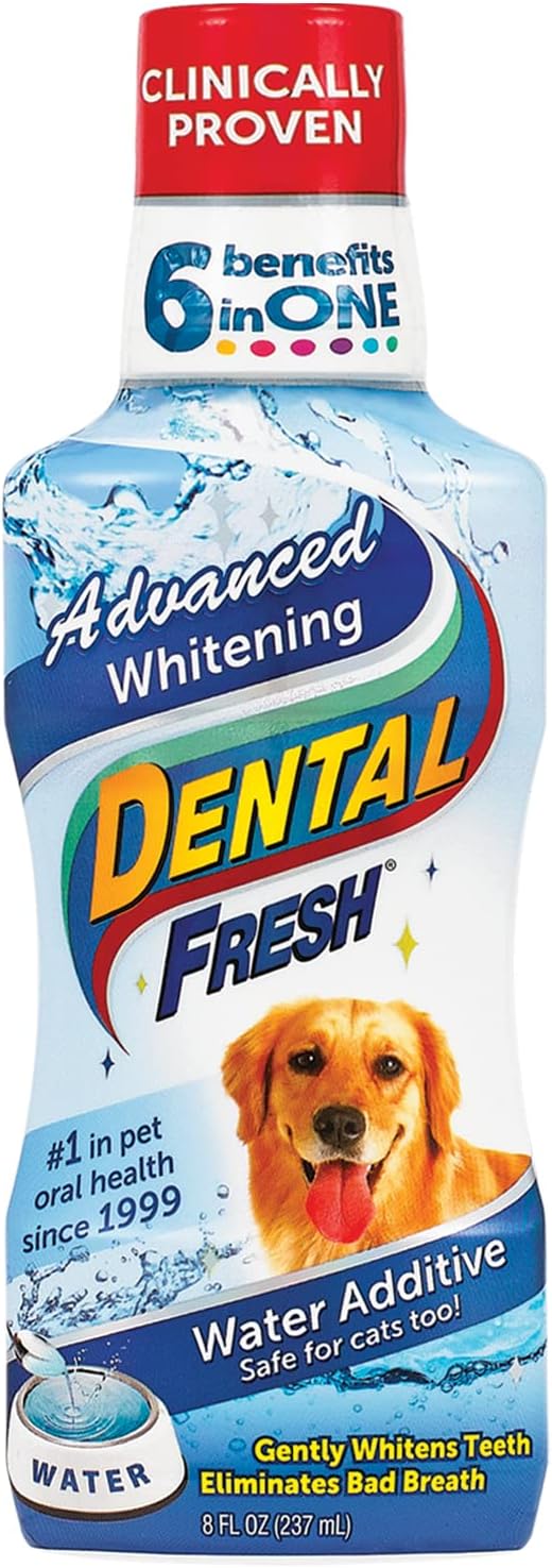 Dental Fresh Advanced Whitening Water Additive, 8oz โ Dog Breath Freshener Formula to Hep Overall Dog Dental Care and Brighten Teeth