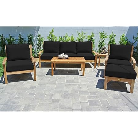 Amazon Com Willow Creek Designs Wc 3 5408 6 Piece Solid Teak Outdoor Deep Seating Patio Furniture Set 110 L X 75 W X 40 H Black Garden Outdoor