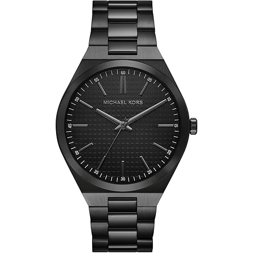 Michael Kors Men's Lennox Three-Hand Black Stainless Steel Bracelet Watch (Model: MK9228)