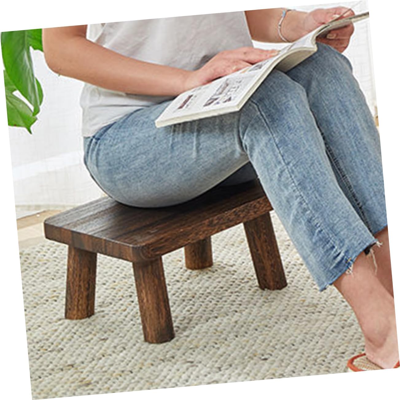 Girl Kitchen Stool Helper Sturdy Outdoor Foot Stool Rectangle Step for Boys and Girls Adults