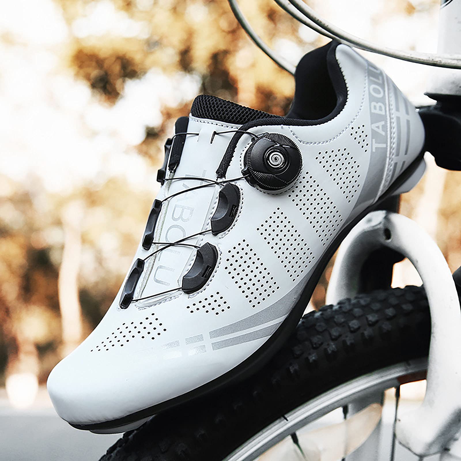 Zapatillas de Ciclismo para Hombre/Mujer,Transpirable Bloqueo para Bicicleta de Carretera y montaña Antideslizantes Zapatilas de Pelotón Compatibles con SPD