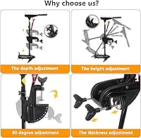 Vista 6 de PEXMOR Motor de arrastre eléctrico de 8 velocidades, motor eléctrico fuera de borda para barco con mango ajustable e indicador LED, montado