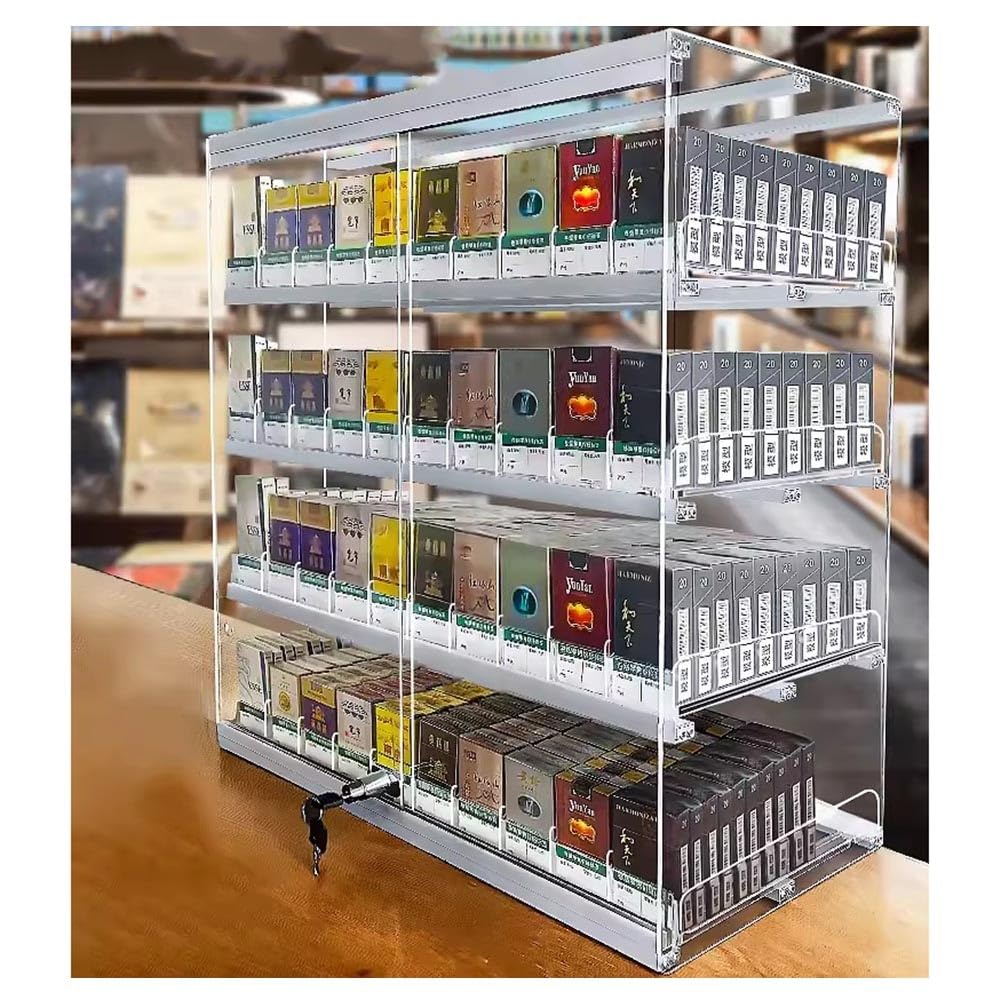 Amazon.com: Acrylic Cigarette Rack With Sliding Door, Cigarette Display Rack  For Convenience Store Multi-Tier Clear Acrylic Case Shelf For Supermarket  Checkout Counter Cigarette Organizer(62x27x31.5cm) : Industrial & Scientific