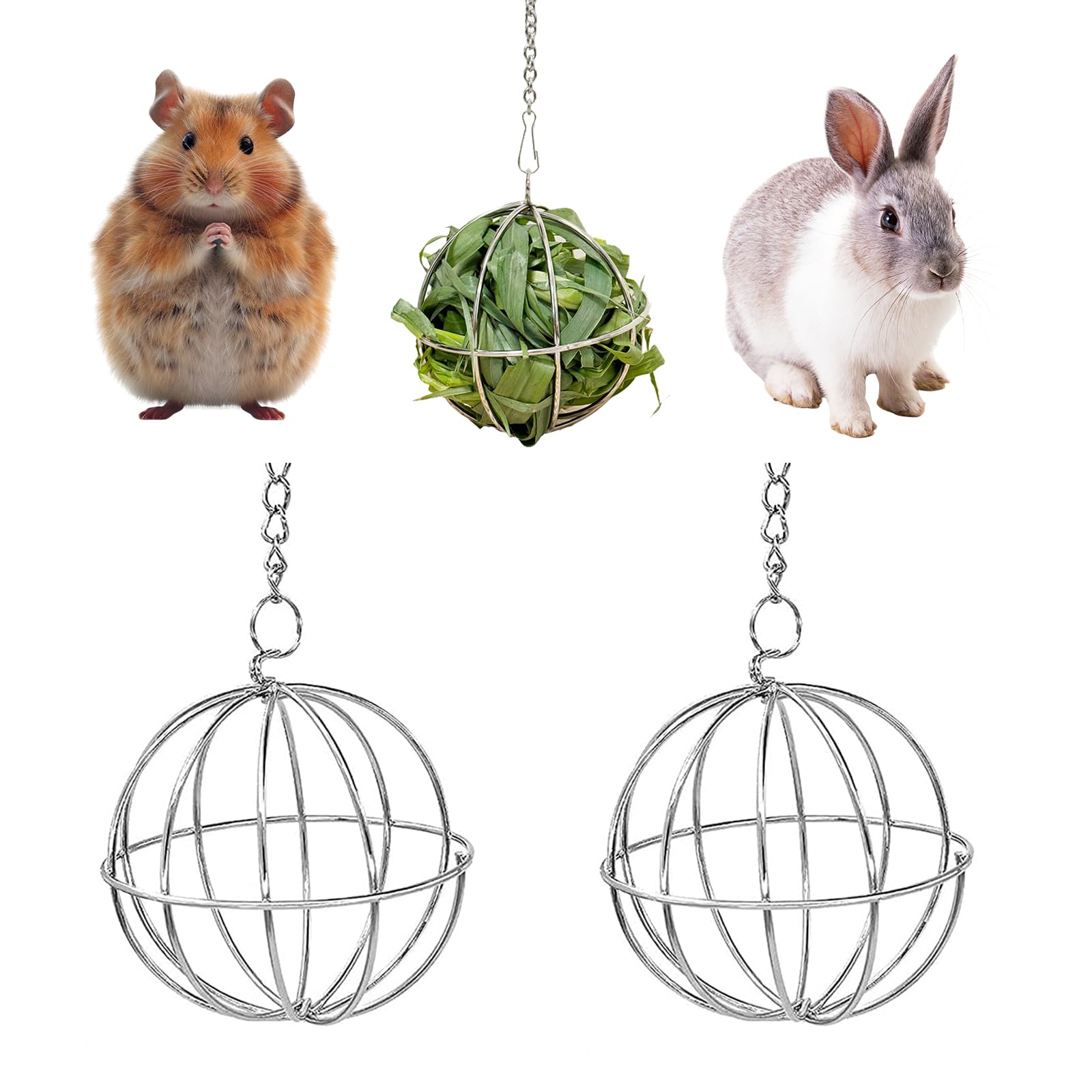 Voederbal van roestvrij staal, grasbal voor huisdieren, hooibal om op te hangen, voederbal voor knaagdieren, metalen hondenbal, voederdispenser van roestvrij staal, speelgoed voor Voederbal van roestvrij staal, grasbal voor huisdieren, hooibal om op te hangen, voederbal voor knaagdieren, metalen hondenbal, voederdispenser van roestvrij staal, speelgoed voor