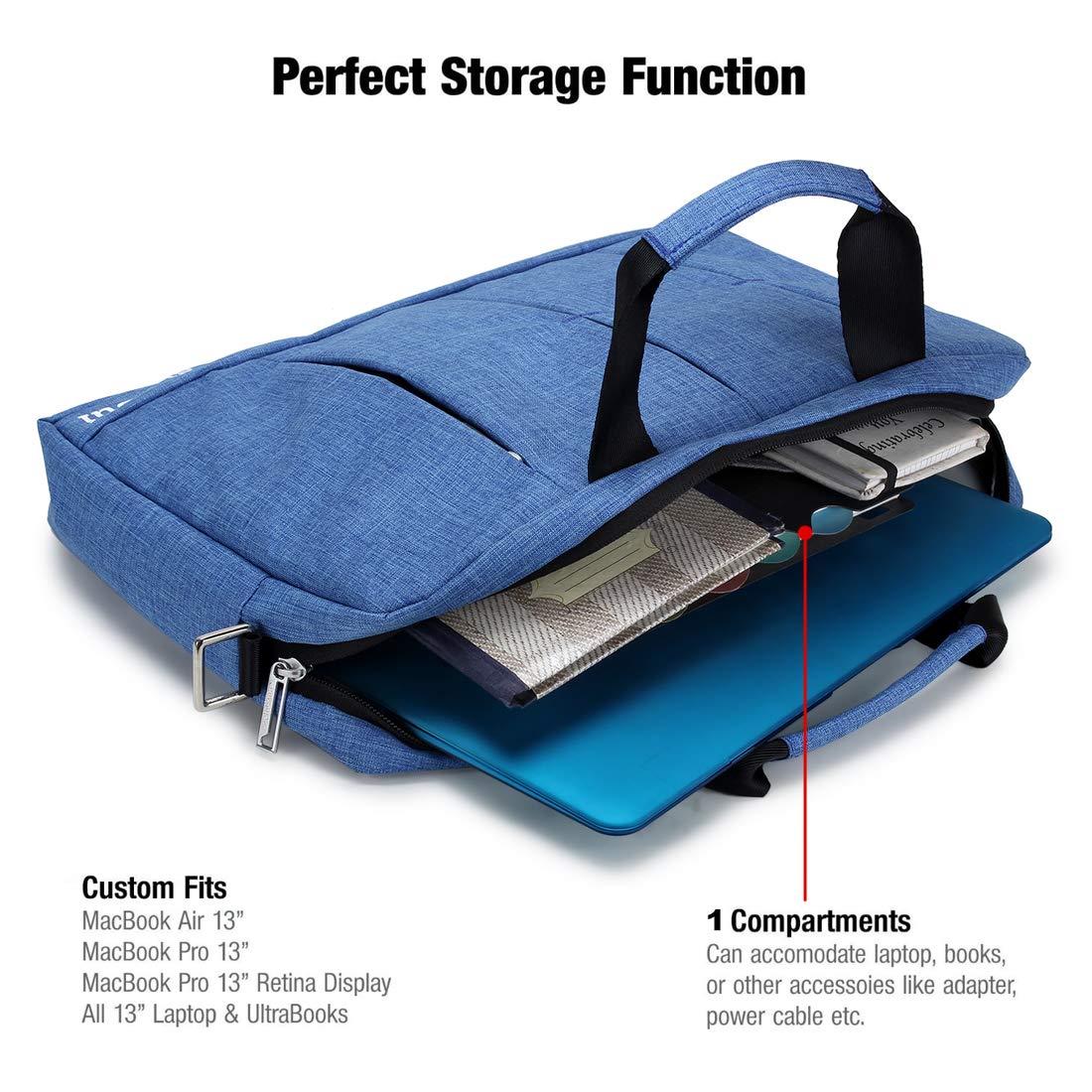 SHIBUI 15.6 Inch Laptop Shoulder Bag,Classic Lightweight Slim Portable Laptop Messenger Sleeve Case for Work/Travel,Fits 15-15.6 Inches Laptop/Notebook/MacBook/Ultrabook Computer,(Blue Oxford) 4