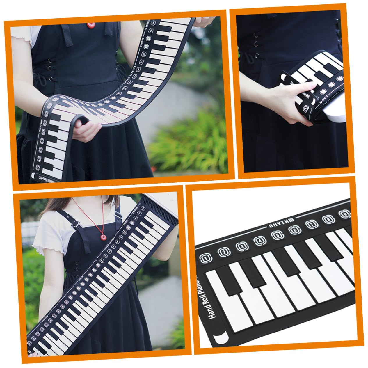 Pianoforte Nero Arrotolabile Pieghevole 49 Tasti Elettronico | Silicone, Altoparlante Integrato, Portatile, per Ragazzo Ragazza e Adulti, Componenti Abs e Elettronici