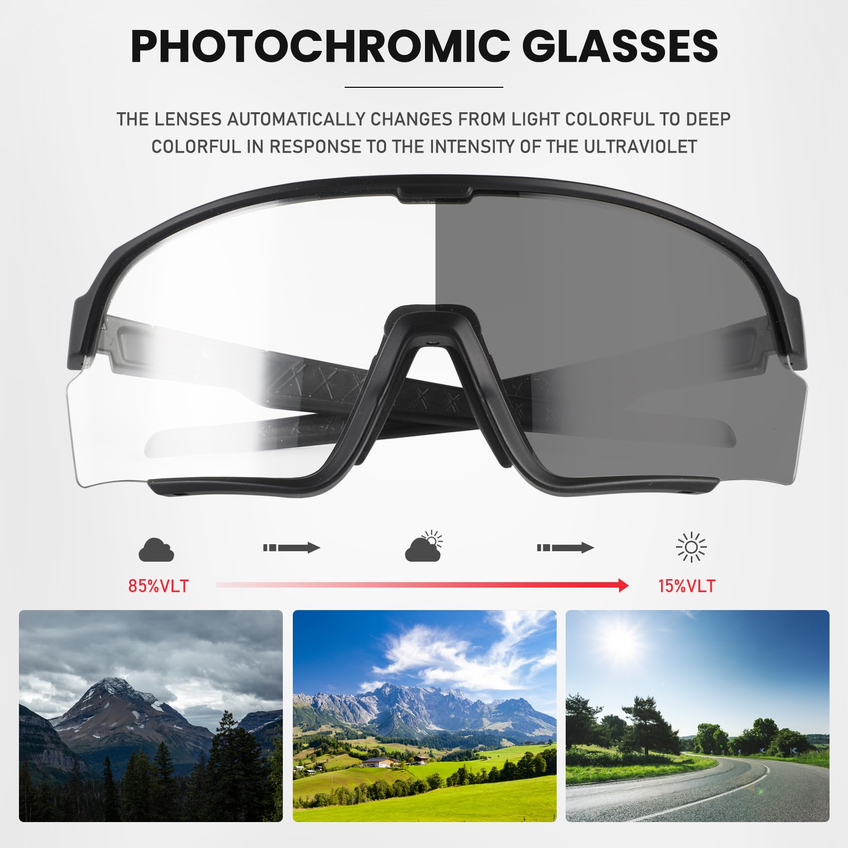 OULAIQI Fotochromowe okulary rowerowe dla mężczyzn i kobiet, rower górski, okulary przeciwsłoneczne, MTB, jazda na rowerze, sportowe okulary przeciwsłoneczne