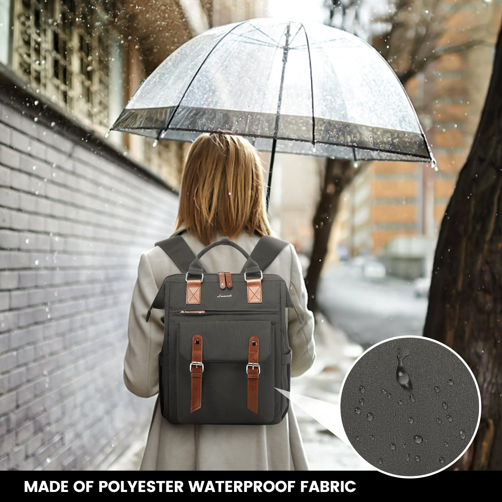 LOVEVOOK Zaino porta PC Donna, Impermeabile Zaino Donna Università con Borsa per Cavo Dati, Zaini Multifunzione Computer Capiente da Viaggio Lavoro Scuola Affari Ufficio