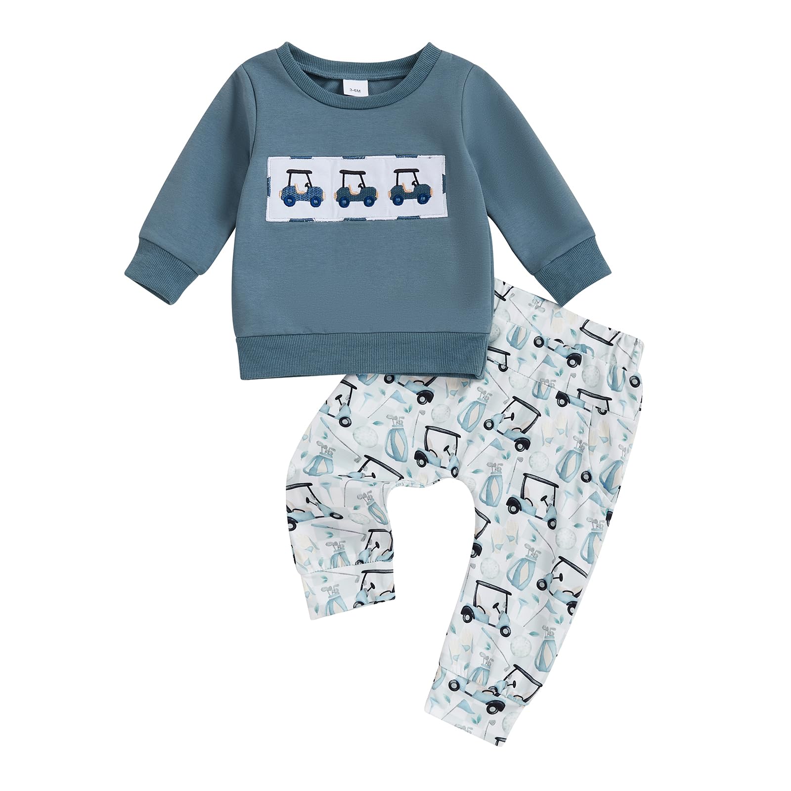 Madjtlqy Toddler Baby Boy Fall Clothes Embroidery Sweatshirt Pullover Tops Casual Pants Infant 2 Piece Winter Outfit Set