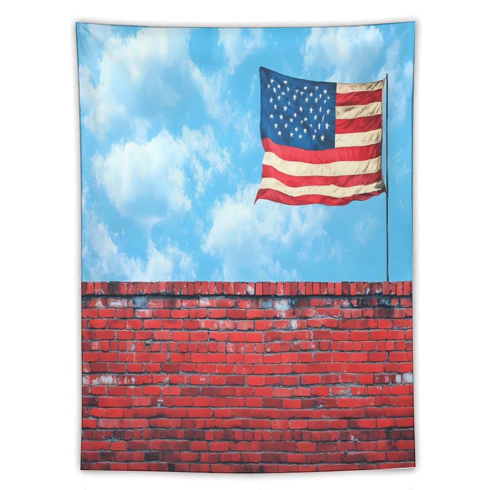 Tapiz de pared de la bandera de EE. UU. sobre ladrillo para decorar tu dormitorio o salón 8