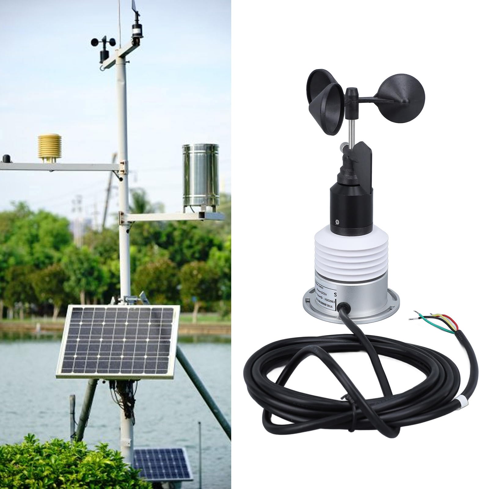 Medidor Meteorológico 5 en 1 Estación Meteorológica Compacta para Agricultura Silvicultura y Medición Ambiental con Sensor de Viento Direccional