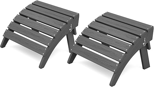 KINGYES Juego de 2 otomanas plegables Adirondack para silla Adirondack, color gris