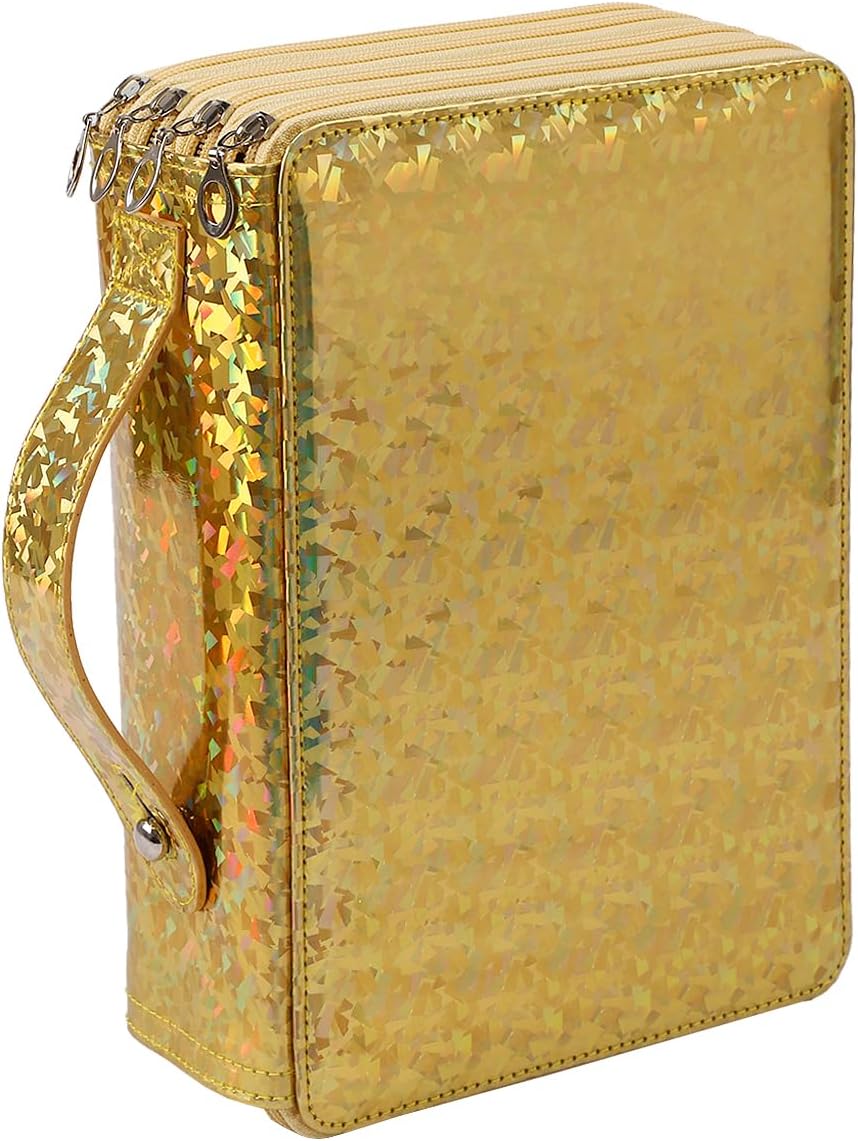 Large Capacity Colored Pencil Case - 200 Slots PU leather with Zipper Closure Portable Organizer for Watercolor Pencils Ideal for Artists for Artists (Yellow)