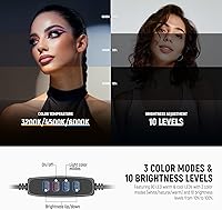Vista 3 de NEEWER Basics - Anillo de luz para selfie de 10 pulgadas con soporte de trípode/2 soportes para teléfono compatibles con iPhone/placa QR