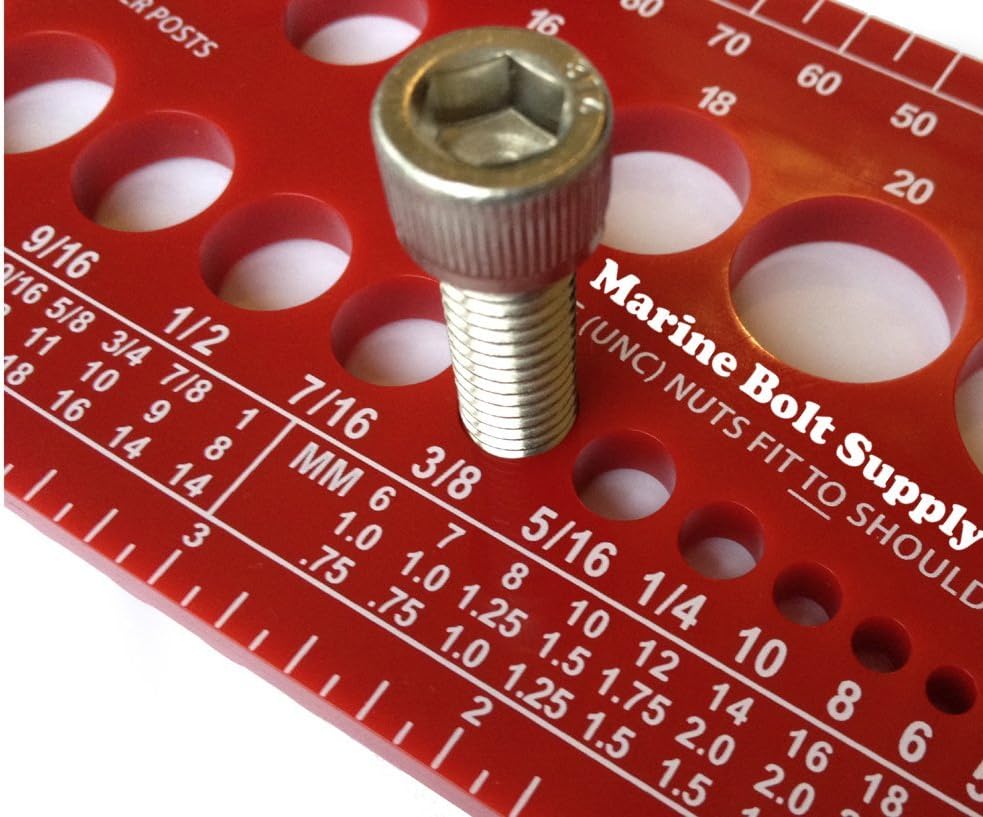 Nut, Bolt & Screw Gauge (Standard & Metric) (Coarse & Fine) Diameter, Length & Thread Pitch (Green)