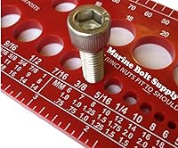 Vista 1 de Medidor de tuercas, pernos y tornillos estándar y métrico (grueso y fino) Diámetro, longitud y paso de rosca (Rojo)