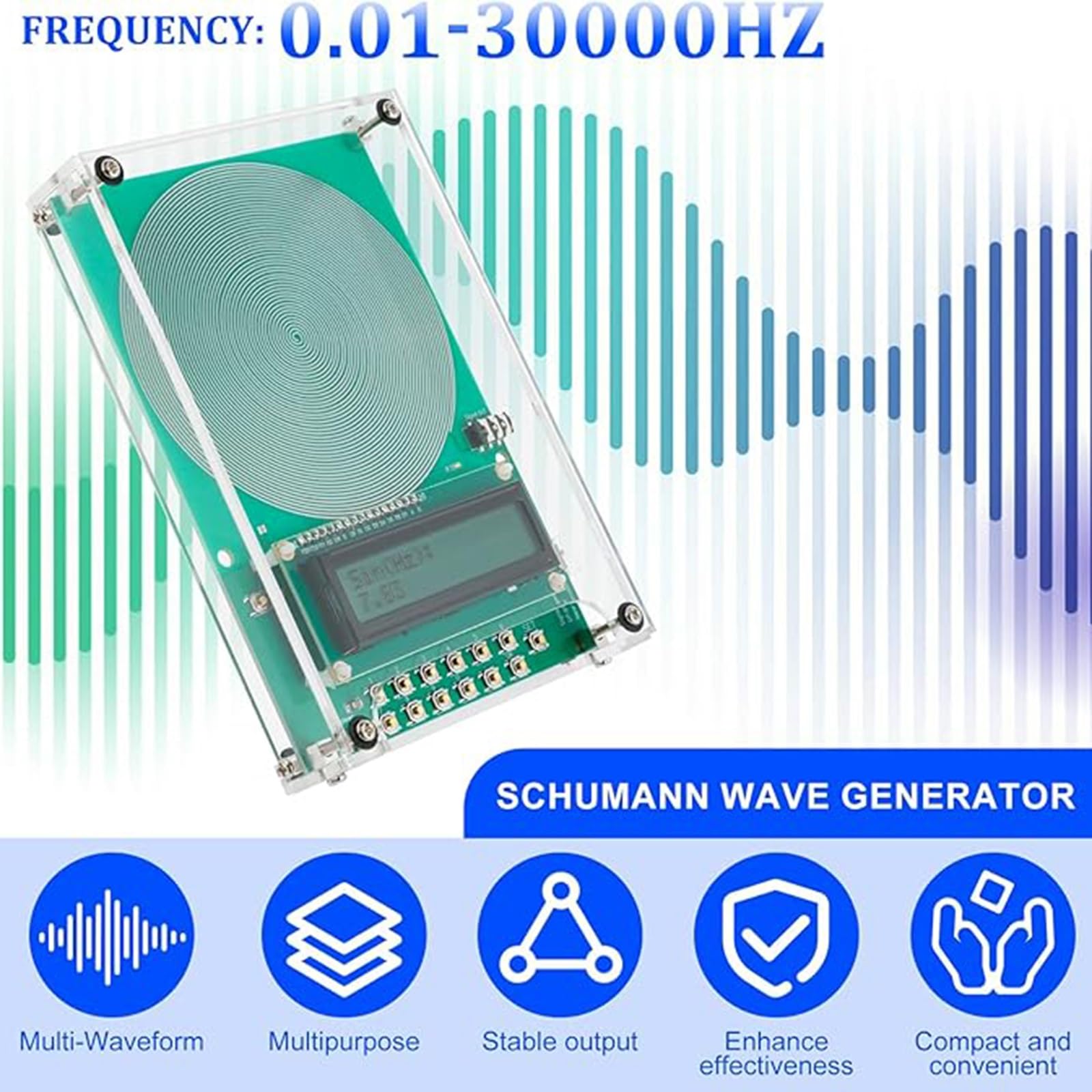 Generatore di risonanza del generatore di frequenza, generatore di risonanza regolabile dell'onda di Schumann per l'alta stabilità, gamma di frequenza 0.1HZ-300KHz