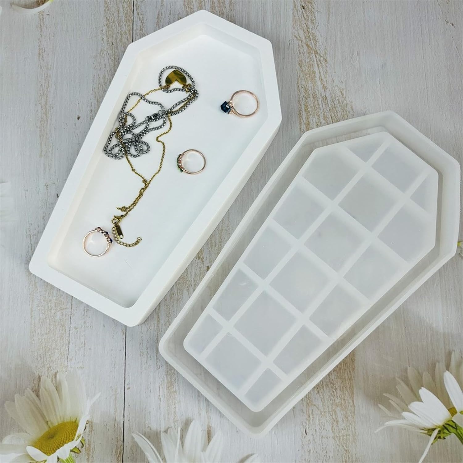 Halloween Coffin Trinket Box Mold Handmade Epoxy Resin Silicone Molds Casting Jewelry Storage Container Organizers Silicone