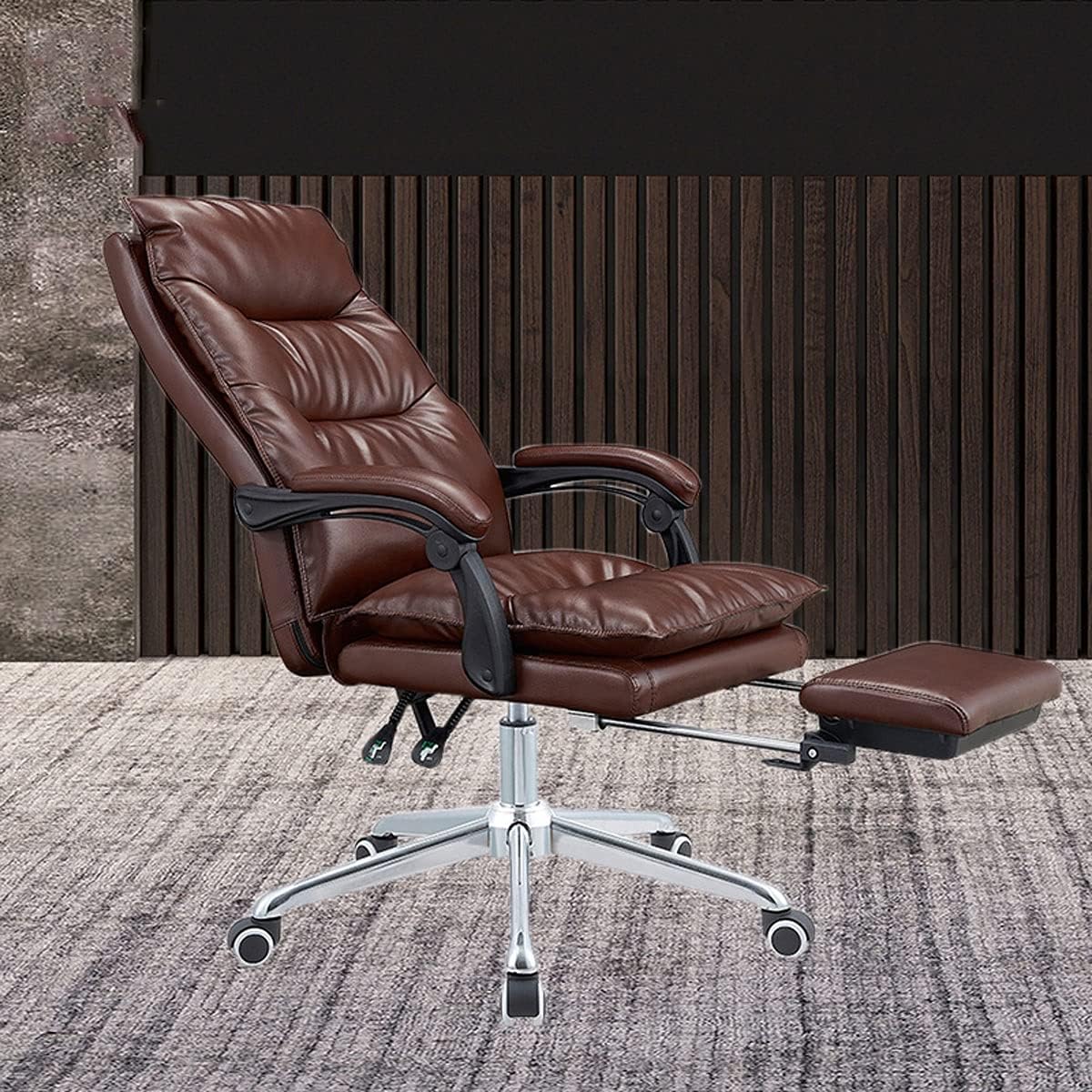 Ergonomic Leather Computer Gaming Chair Reclining Boss Chair with Footstool Video Game Chairs Home Office Chairs Desk Chair