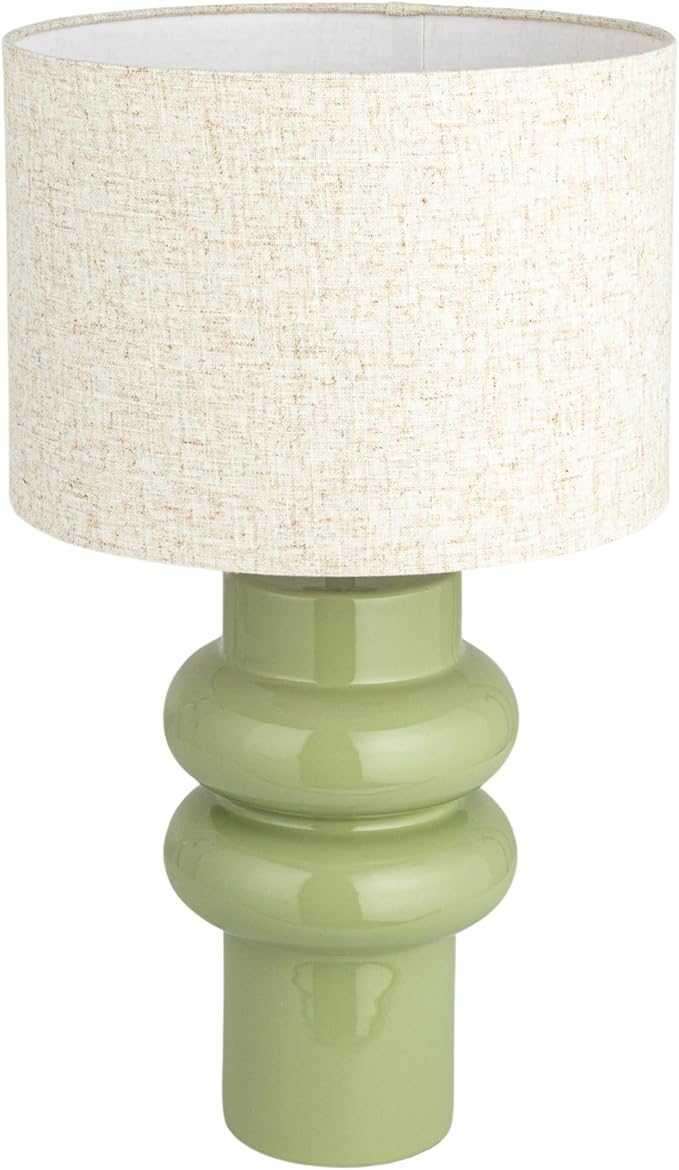 Bloomingville Bloomingville Stoneware Table Lamp with Linen Shade, Green