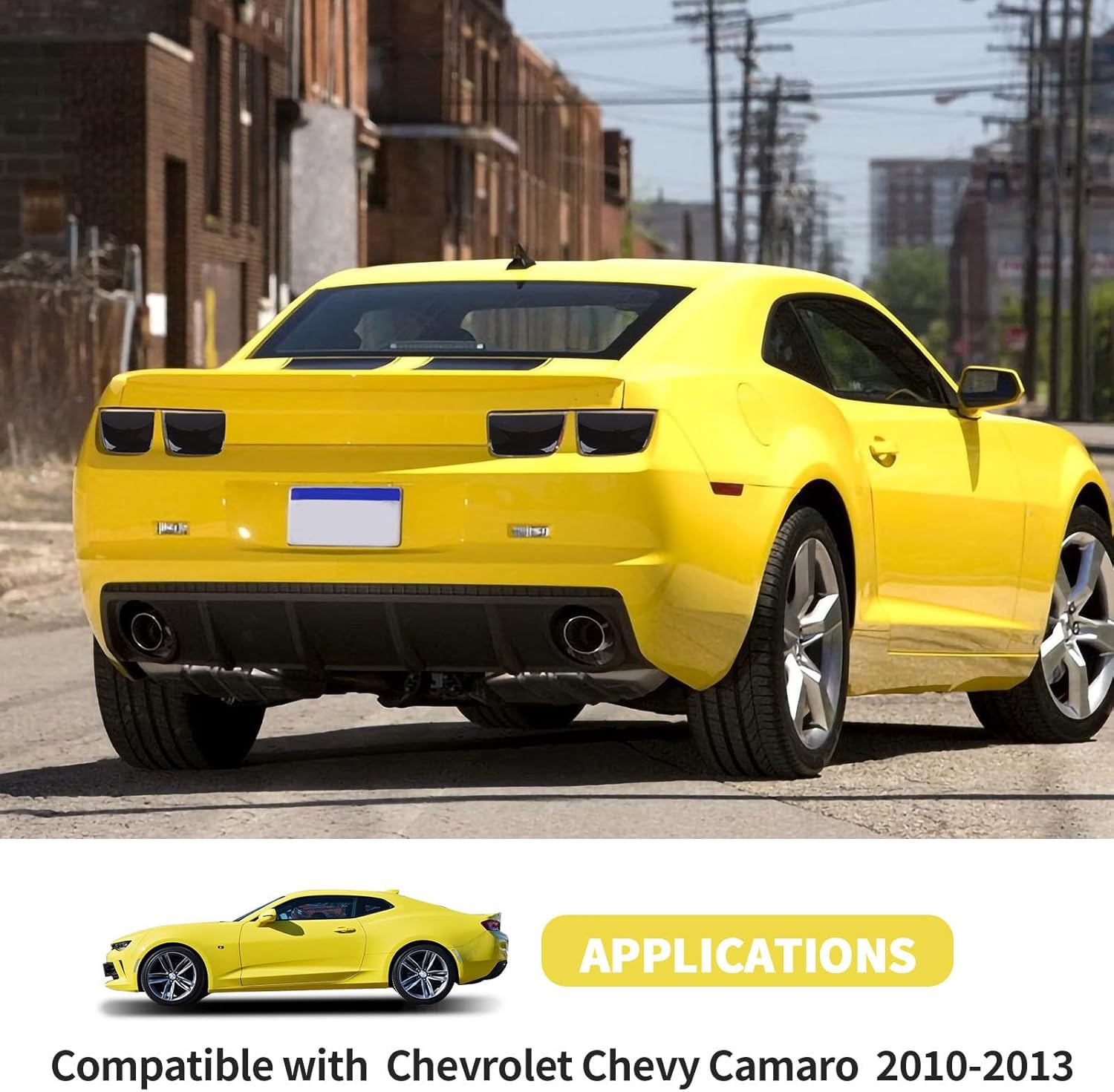 Rear Taillight Tail Light Lamp Cover Trim Kit 4Pcs Compatible with Chevrolet Chevy Camaro 2010-2013（Smoked Black