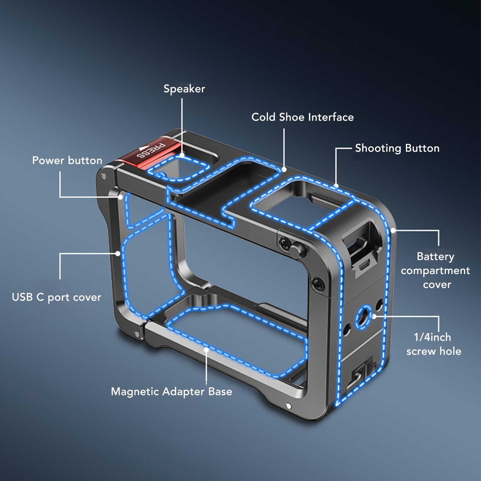 Cage De Protection En Aluminium Pour DJI Osmo Nano - Cadre D'extension Avec Points De Fixation, 3.5x2.5x7 Cm, Noir