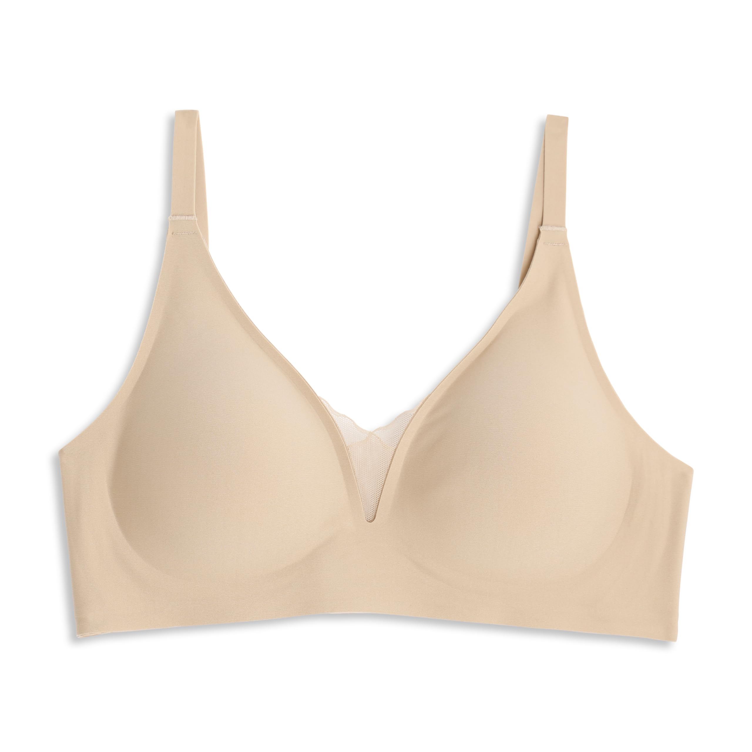 Cotonella, Reggiseno Invisible in Morbida Microfibra con Scollo in Tulle e Coppe Estraibili. Senza Ferretto, con Gancio ultrapiatto - Art. ADC18