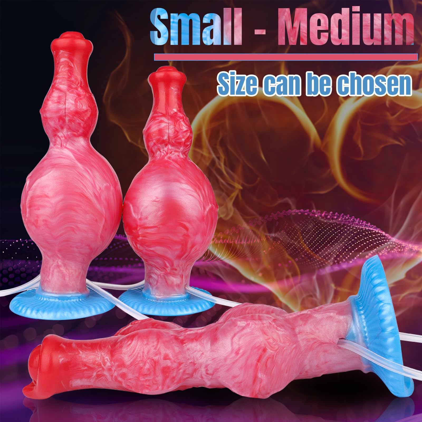 7.87”Realistic quirting Inflatable Dog Knot Dildo 2 Big Knotted Expanding Butt Plug Strong Ejaculating Toy Silicone Soft Fantasy Dildo g-Spot Cumming Animal Penis Plug Adult Sex Toys & Games (S): M