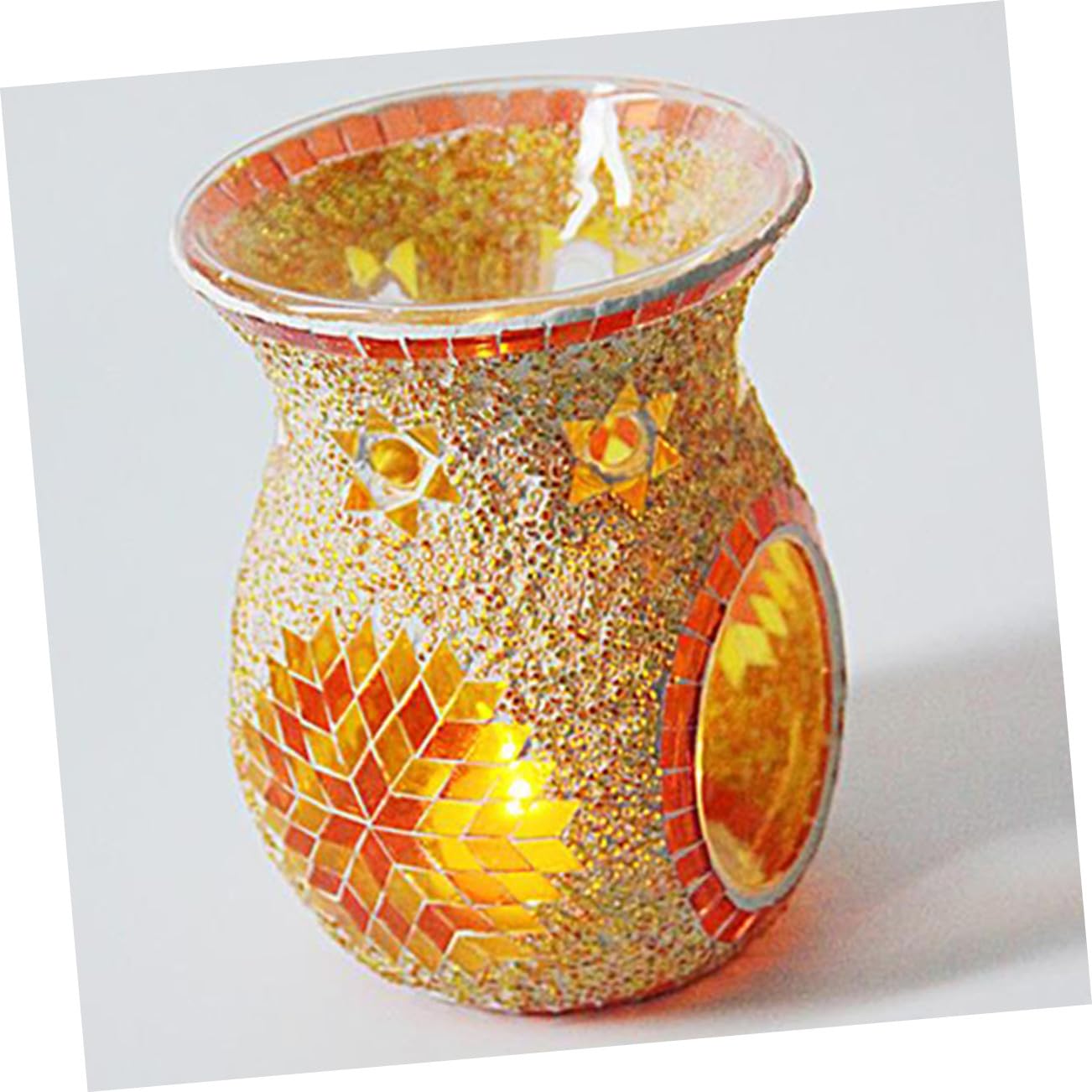 Cabilock Quemador Estilo Retro Elegante de Vidrio de Aceites Esenciales Naranja y Crear Ambiente Cálido y Romántico para Decoración de Mesa en Fiestas