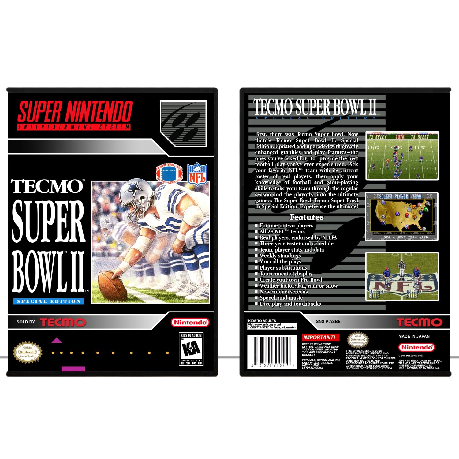 Tecmo Super Bowl II: Special Edition | (SNESDG-V) Super Nintendo Entertainment System - Game Case Only - No Game