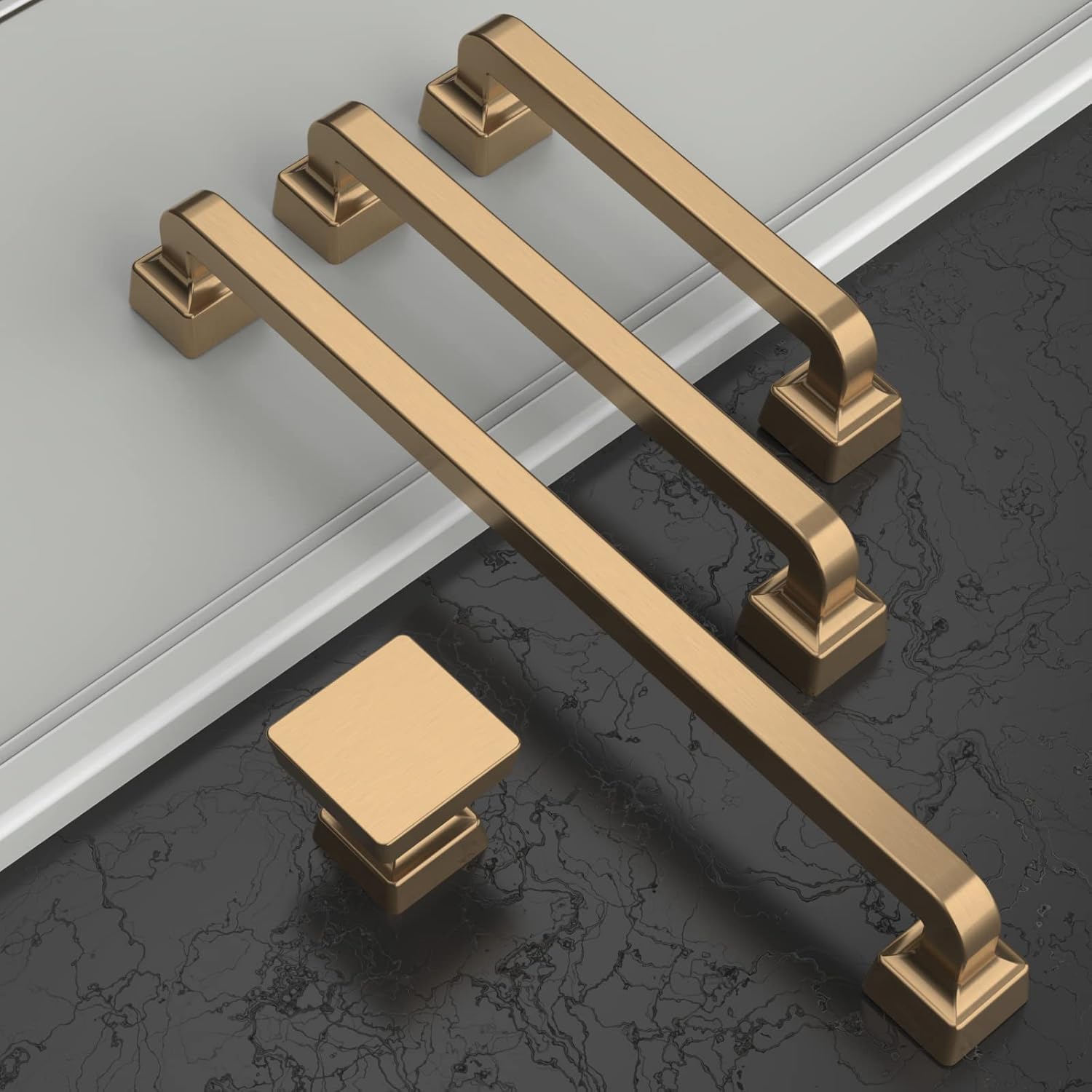 Asidrama 10 Pack 3.75 Inch(96mm) Champagne Bronze Kitchen Cabinet Handles, Brushed Brass Cabinet Pulls Kitchen Cabinet Hardware for Cupboard Gold Drawer Pulls