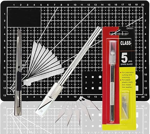 Alfombrilla de corte autorreparable tamaño A5 con cuchillos de corte para manualidades, color negro