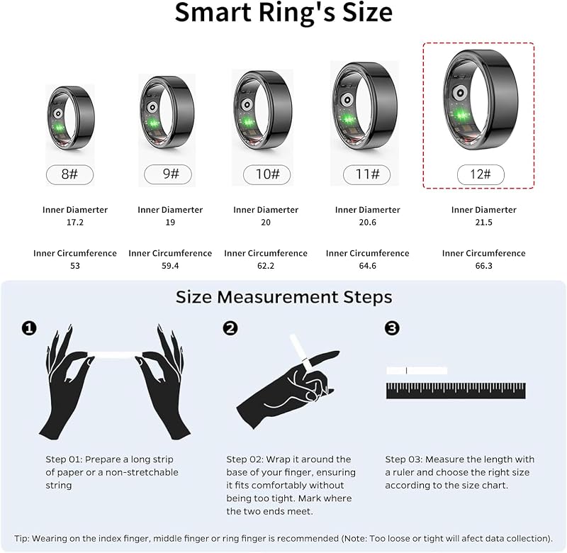 OBEST Okosgyűrű Fitness Tracker Szívritmus Véroxigén Alvásmonitor IP68 Vízálló