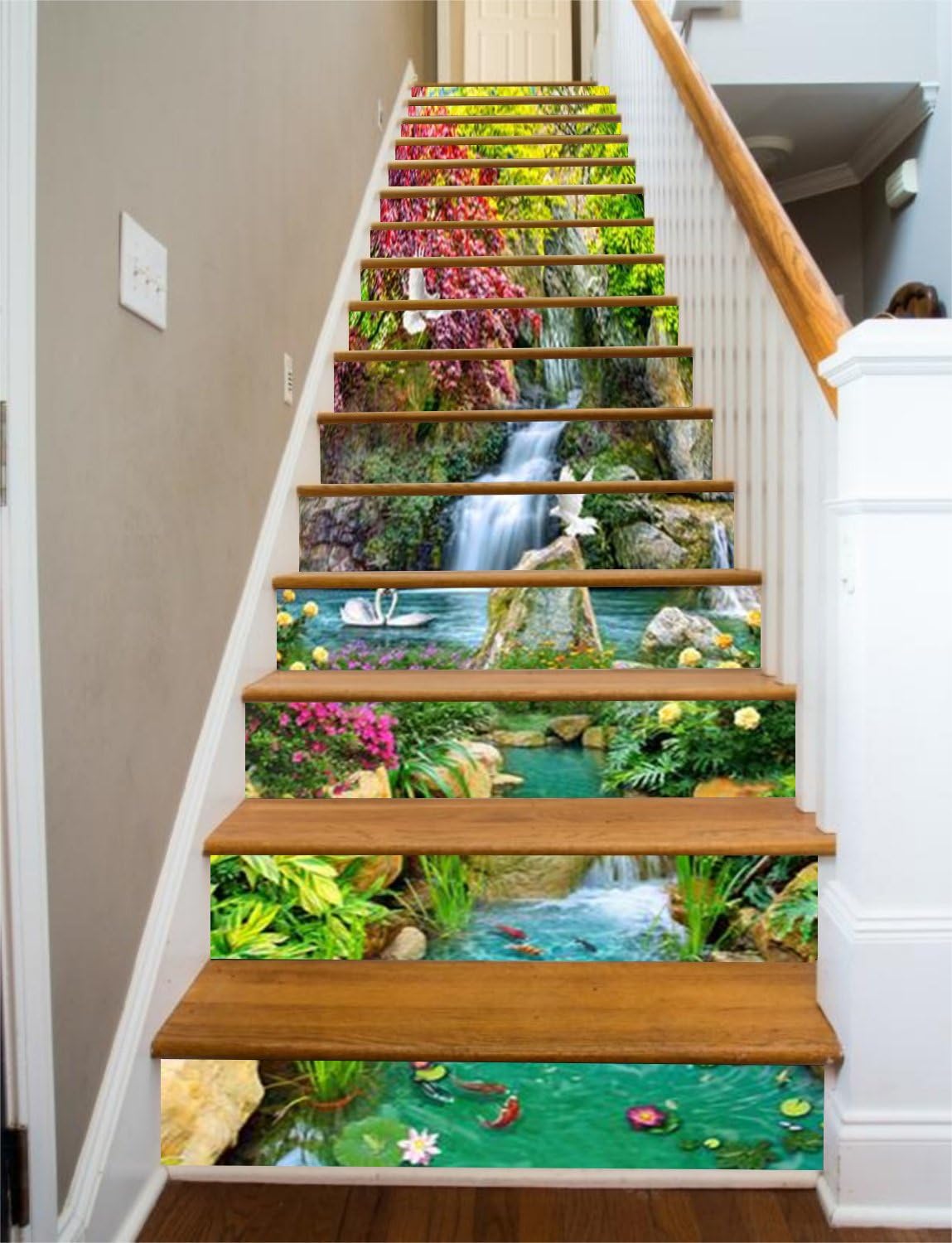 Amazon.com: 3D Waterfall Scenery LT1333 Stair Risers Decoration Photo ...