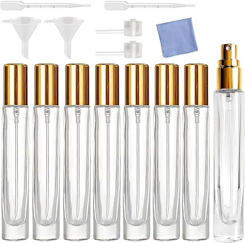 Miniatura 7 de Mini spray de perfume de 0.3 fl oz, botella de vidrio atomizador, botellas de perfume recargables, botella de spray portátil de aceite esencial de