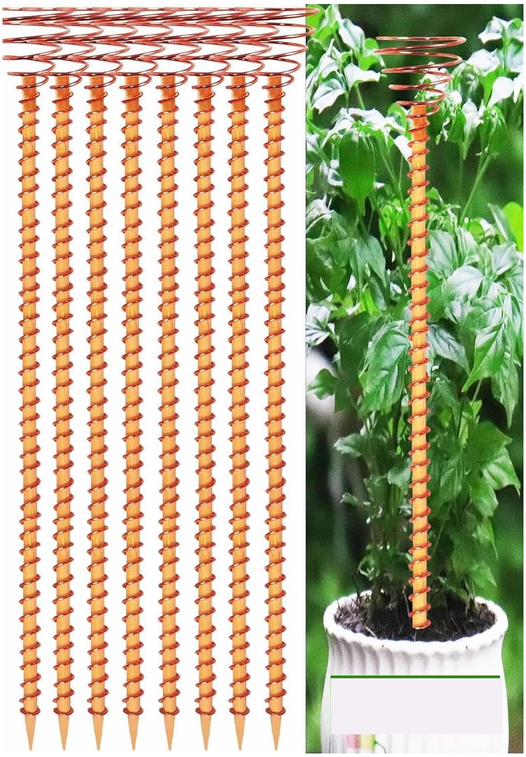 8 Pack 13" Electroculture Copper Gardening Antenna, Copper Wire for Gardening, Garden Plant Stakes, Pure Coppers Rods for Garden, Electro Culture Coppers Coils Tools, Pyramid Tensor Rings Kit (B)