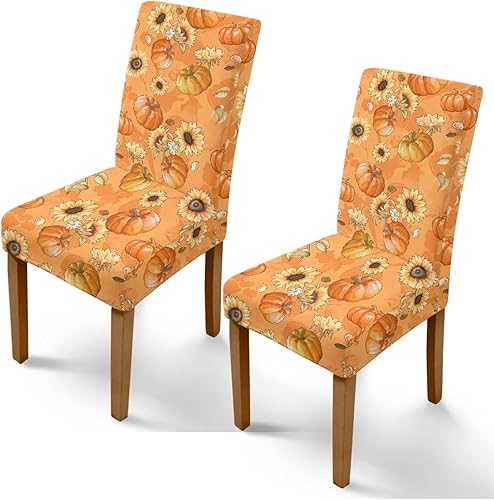 Miniatura 25 de Rnyleeg Fall Autumn Seat Covers for Dining Chairs Set of 2 Leaves Themed Stretch Dining Chair Covers Soft Comfy Chair Slipcovers for Kitchen Hoja de